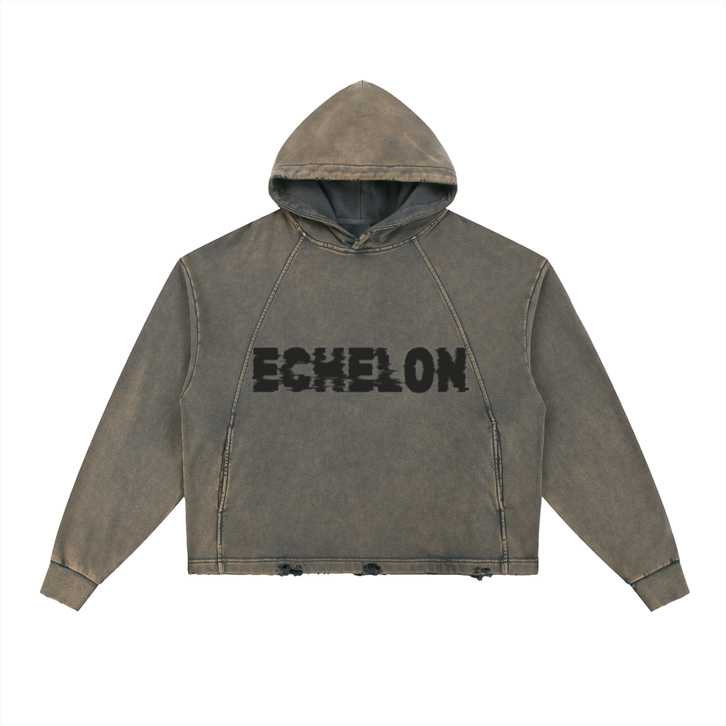 Vintage "RISE ABOVE "Washed Frayed-Hem Hoodie