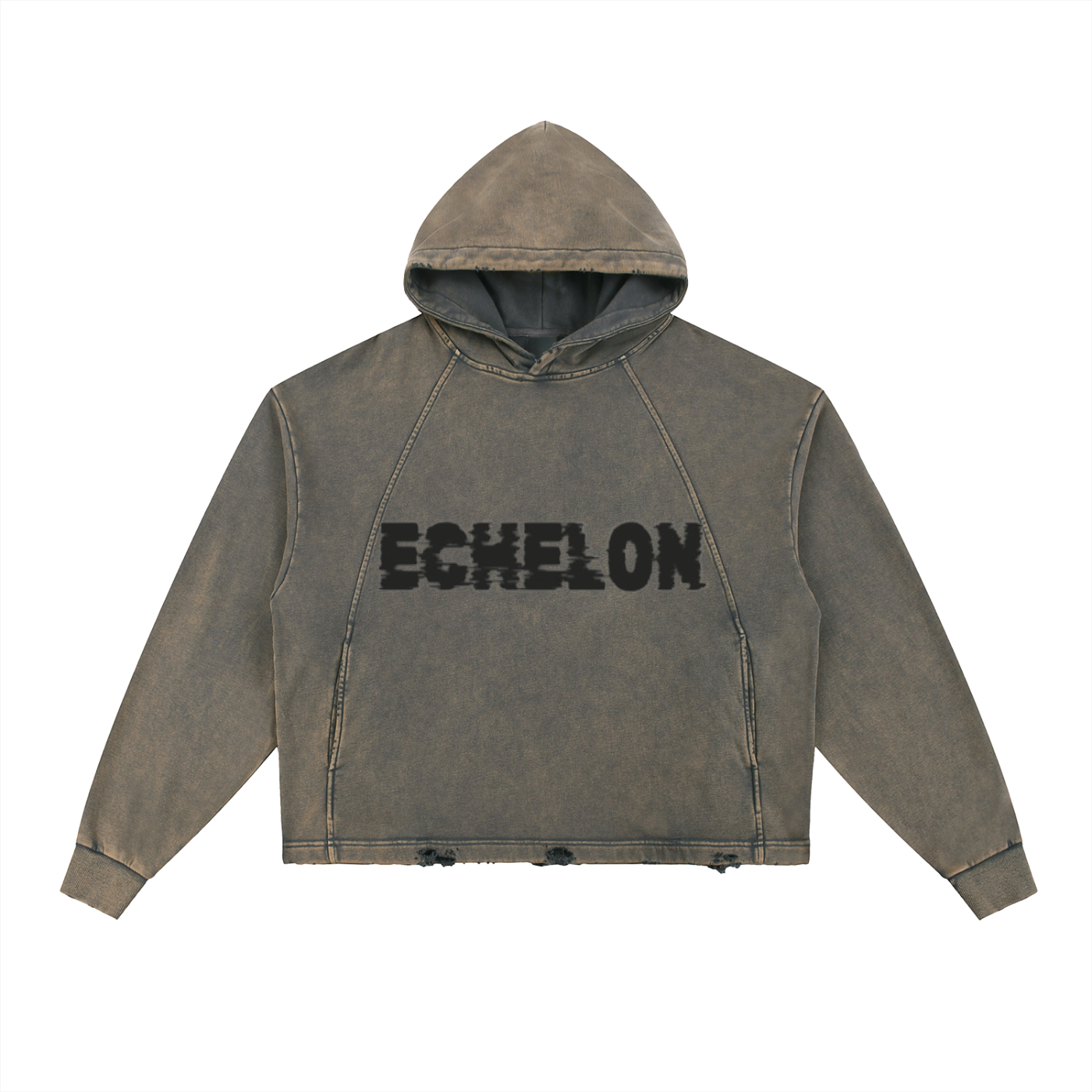 Vintage "RISE ABOVE "Washed Frayed-Hem Hoodie