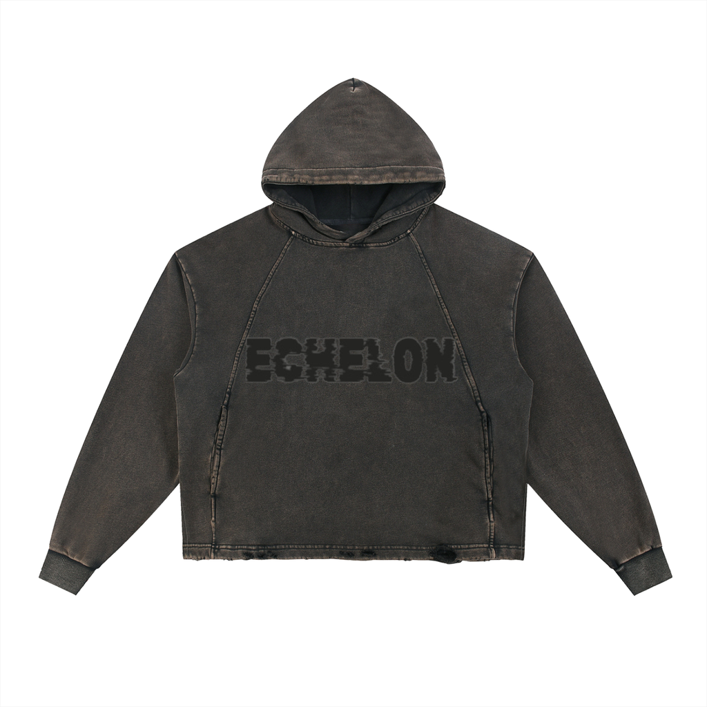 Vintage "RISE ABOVE "Washed Frayed-Hem Hoodie