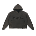 Vintage "RISE ABOVE "Washed Frayed-Hem Hoodie