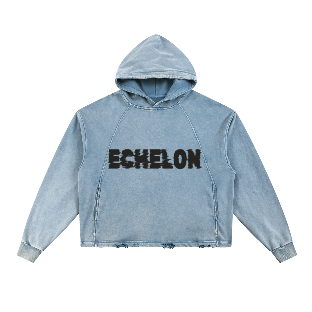 Vintage "RISE ABOVE "Washed Frayed-Hem Hoodie