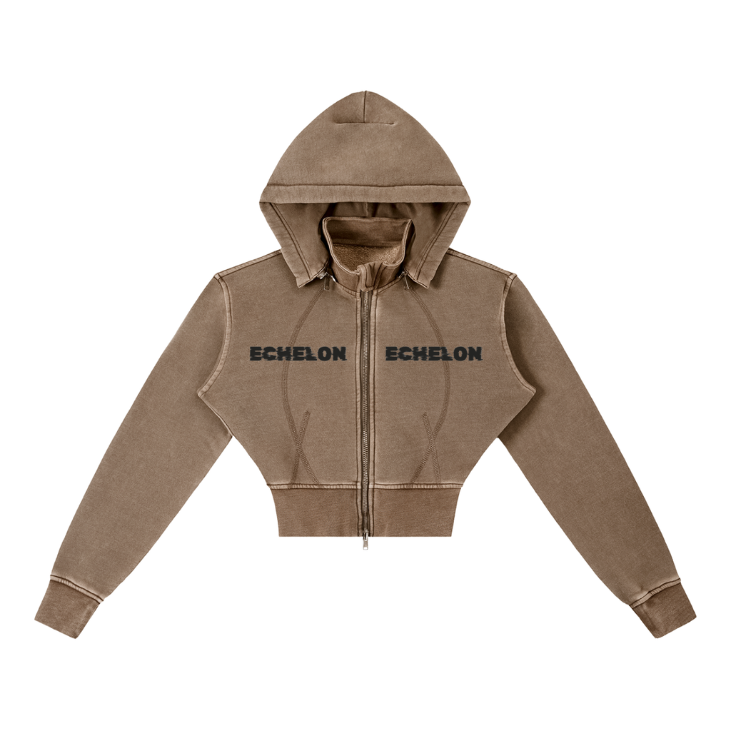Woman's Vintage Washed Cropped Fleece Hoodie