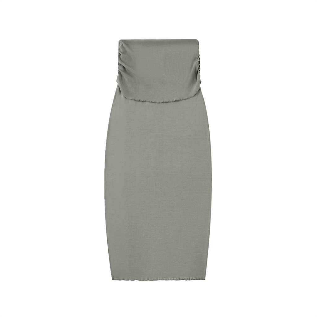 Dyed Washed Straight Hip-Hugging Slim Maxi Skirt
