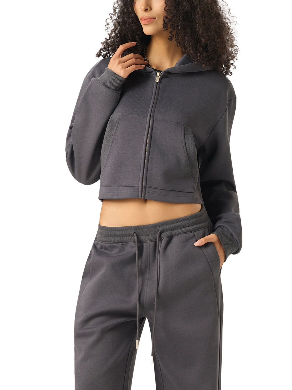 Woman's Essential Cropped Zip-Up Hoodie