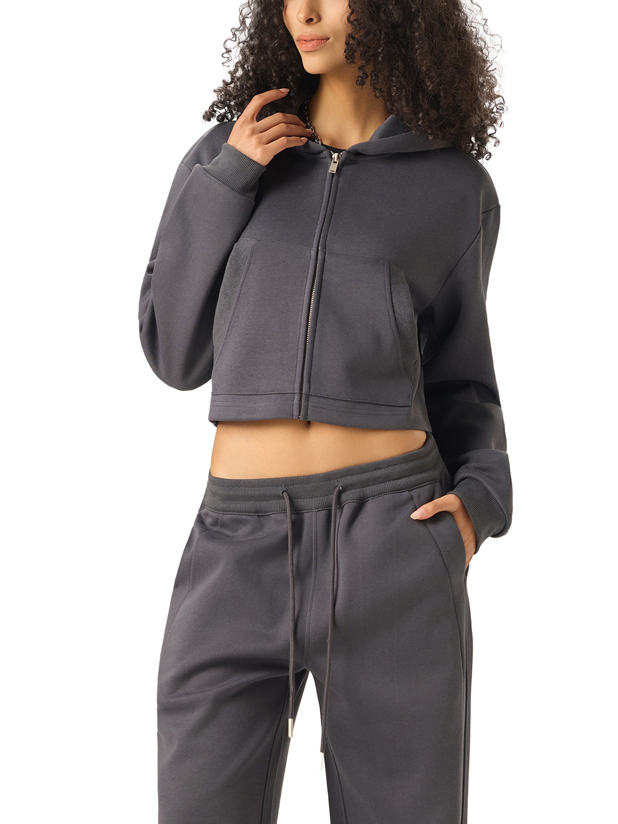 Woman's Essential Cropped Zip-Up Hoodie